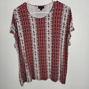 J‎ Jill Wearever Collection Blouse Sz L Cap Sleeve Rayon Stretch Jersey Knit